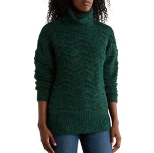 Stella + Lorenzo Ziggy Ombre Wave Loose Knit Green Peacock High Neck Large